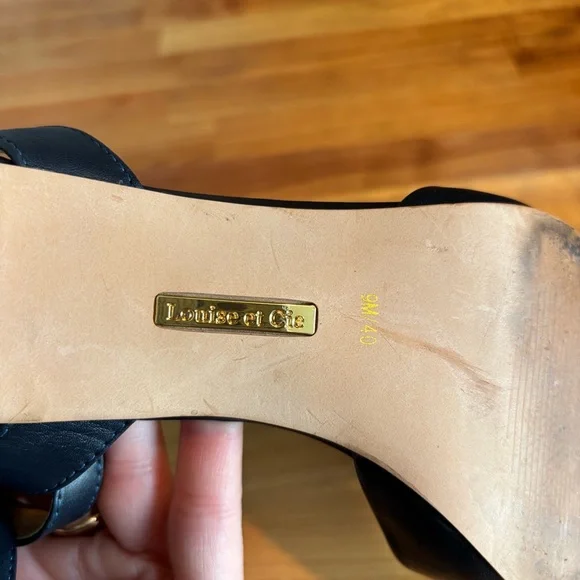 Louise et Cie Navy Women's Slingback Ankle Strap Pump Size 9 Leather Upper - Picture 6 of 11